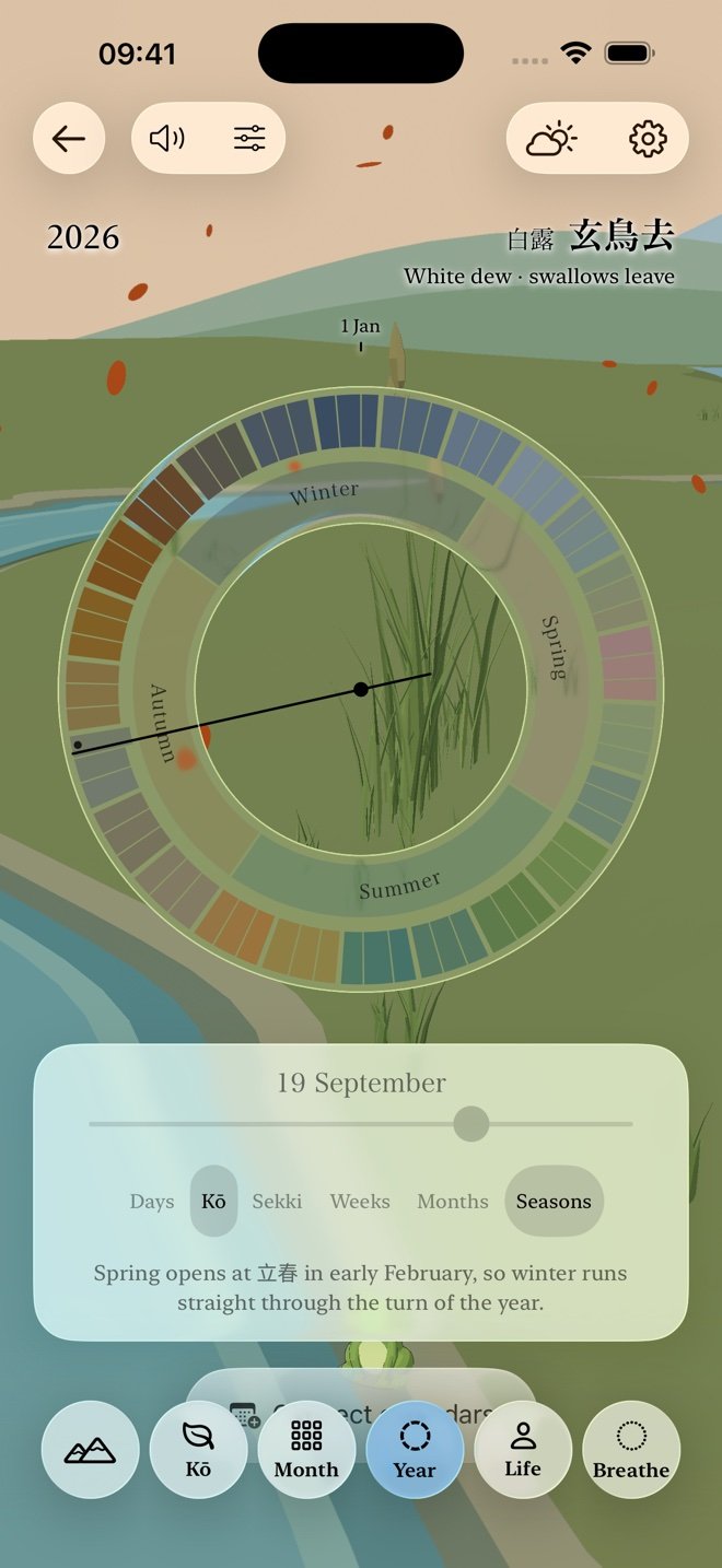 Kehai’s year wheel showing the seasons around a circular calendar.